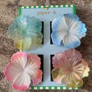 Piper Floral Hair Clips Set - Pink, Blue, Yellow, Cream
